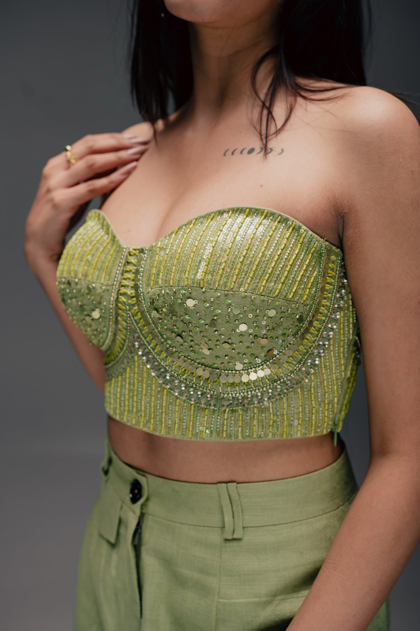 Green Bustier set