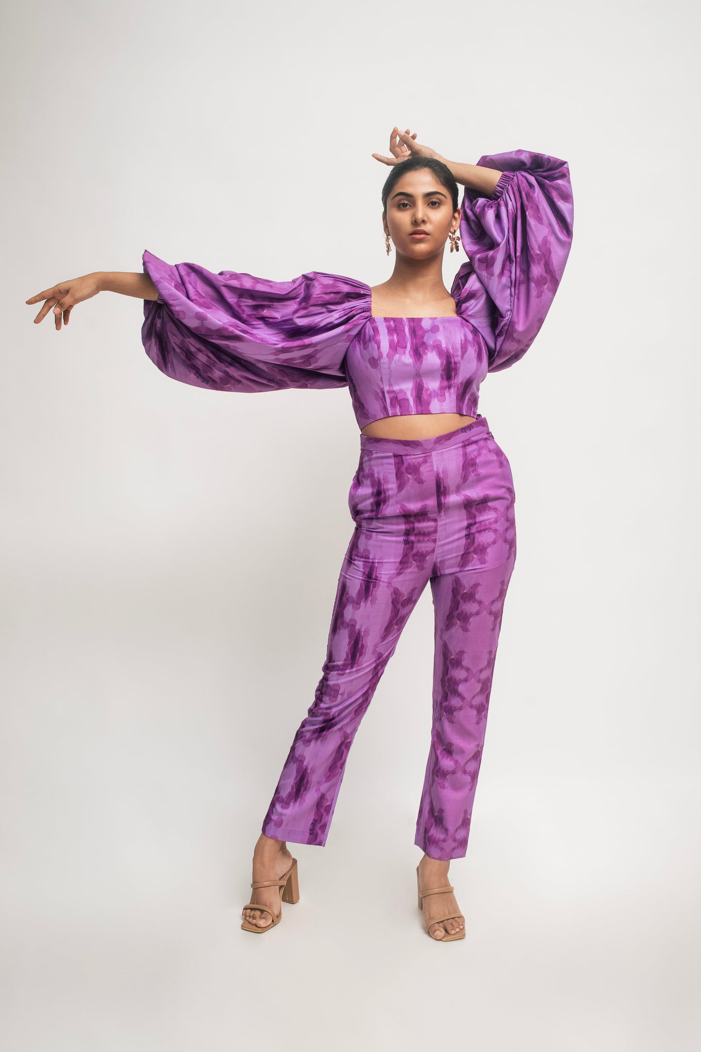 Purple Printed Volume sleeve set