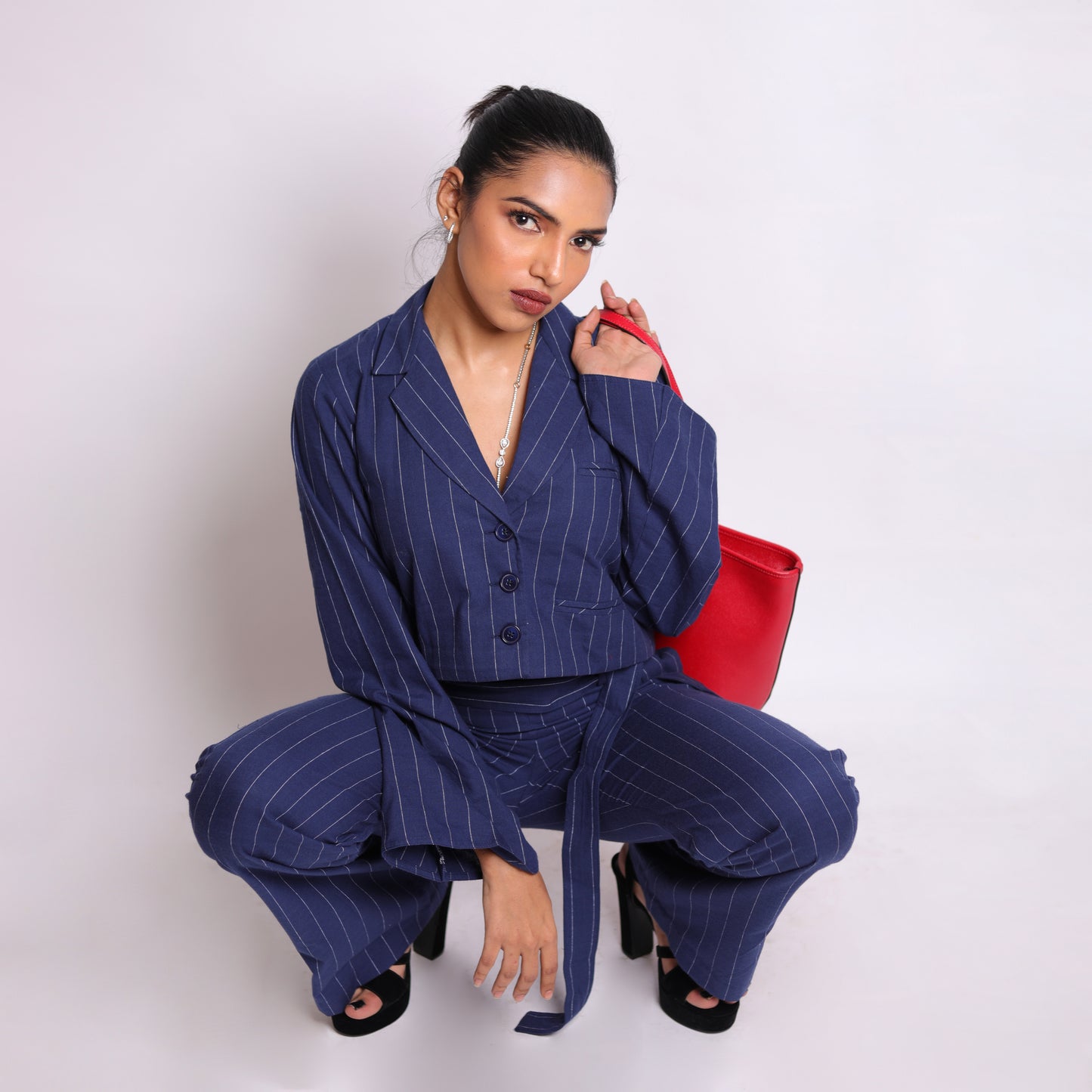 Navy Blue striped Blazer Co-ord set